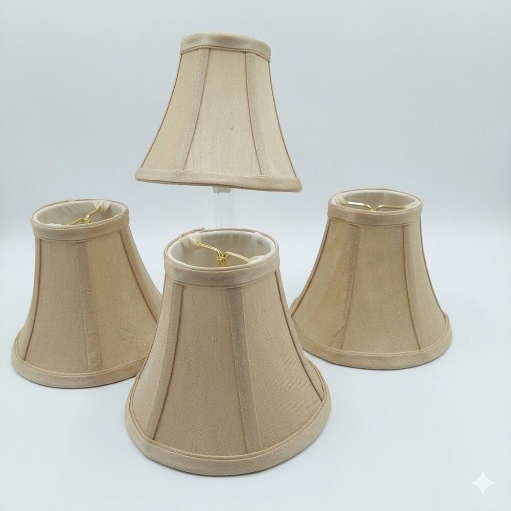Chandelier Sconce Lamp Shades Clip-On Bell Shape Champagne Color, Set of 4